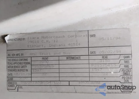 1994 GMC Safari Xt z USA, uszkodzony, nr VIN 1GDDM19Z0RB547652